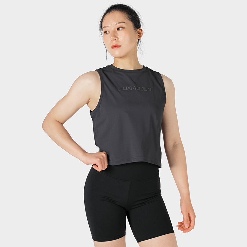 LUXIAOJUN Daily Essentials Crop Top Performance Femme noir