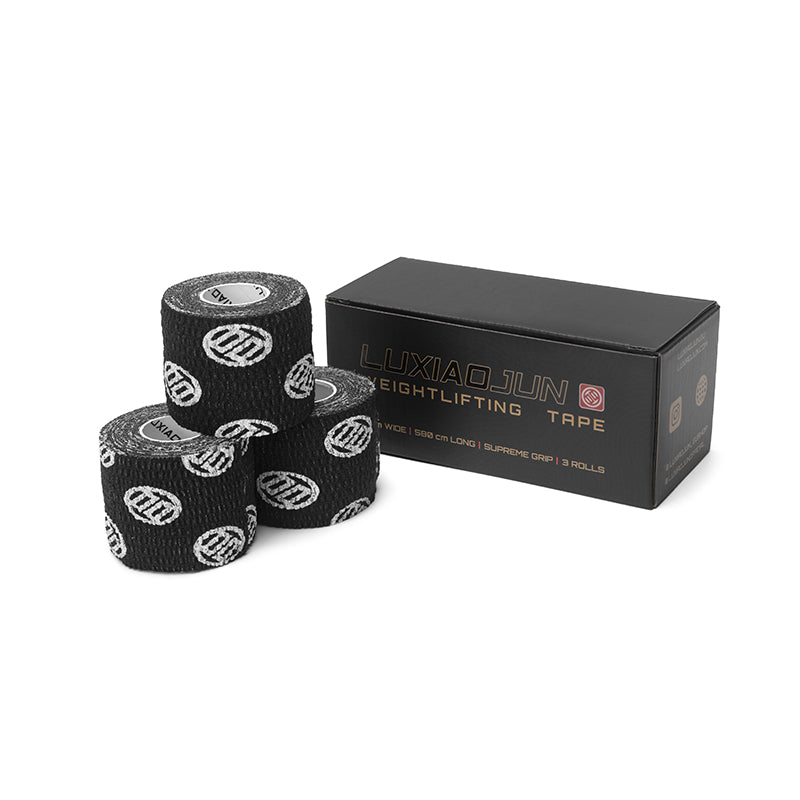 LUXIAOJUN Tape pouce haltérophilie (Hook Grip)- bande cohésive élastique, lot de 3 noir