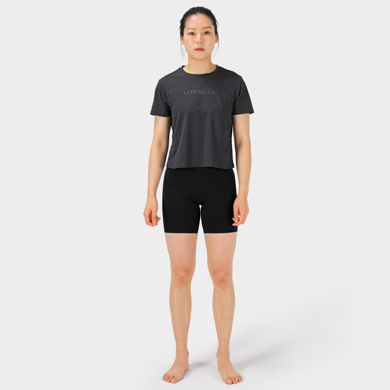 T-shirt de sport femme LUXIAOJUN noir – Collection Essentiels du quotidien noir