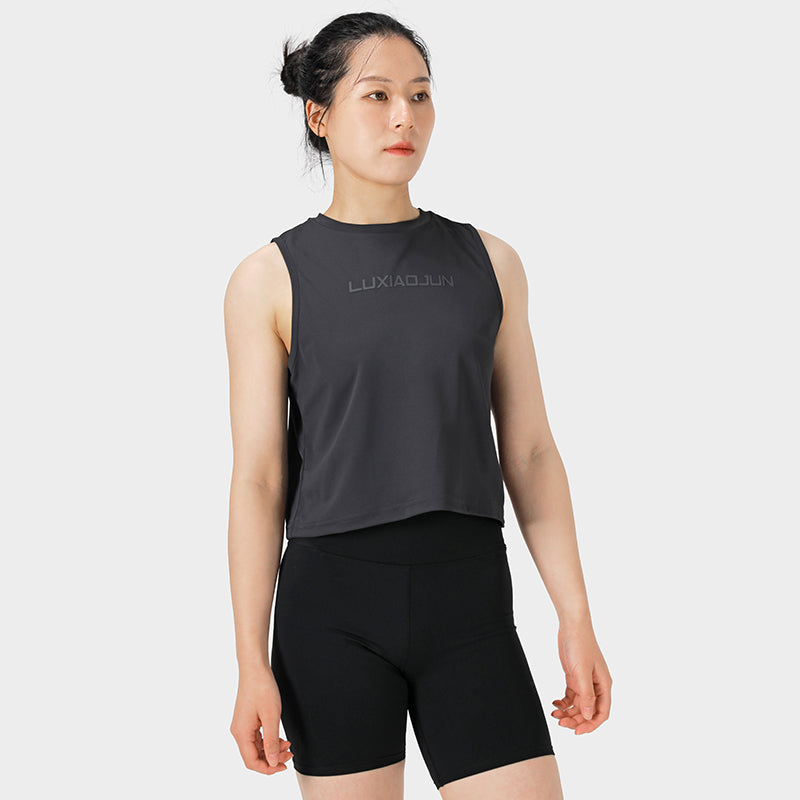 LUXIAOJUN Daily Essentials Crop Top Performance Femme noir